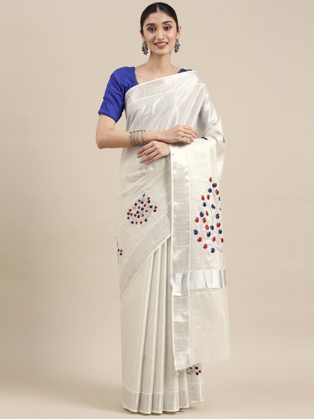 Kerala Special Tissue Embroidery Saree